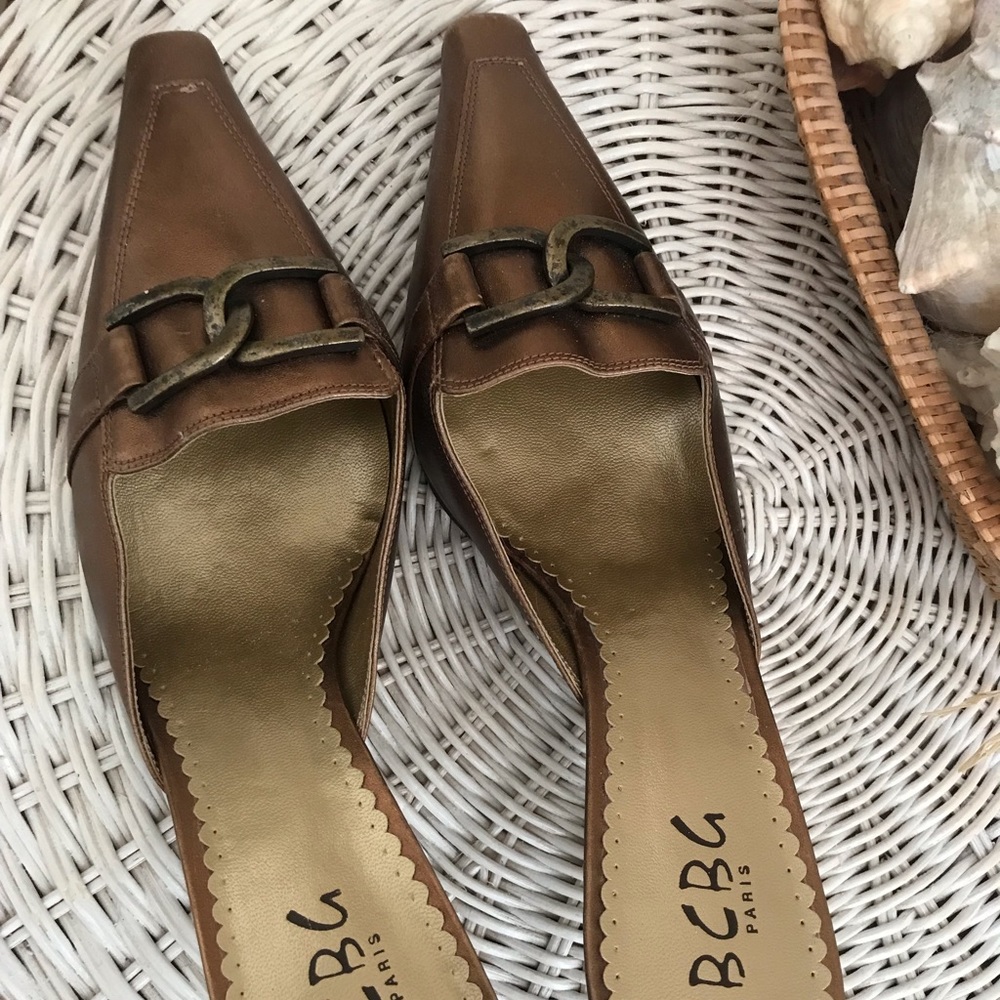 BCBG Paris Dress Mules Bronze Square Toe